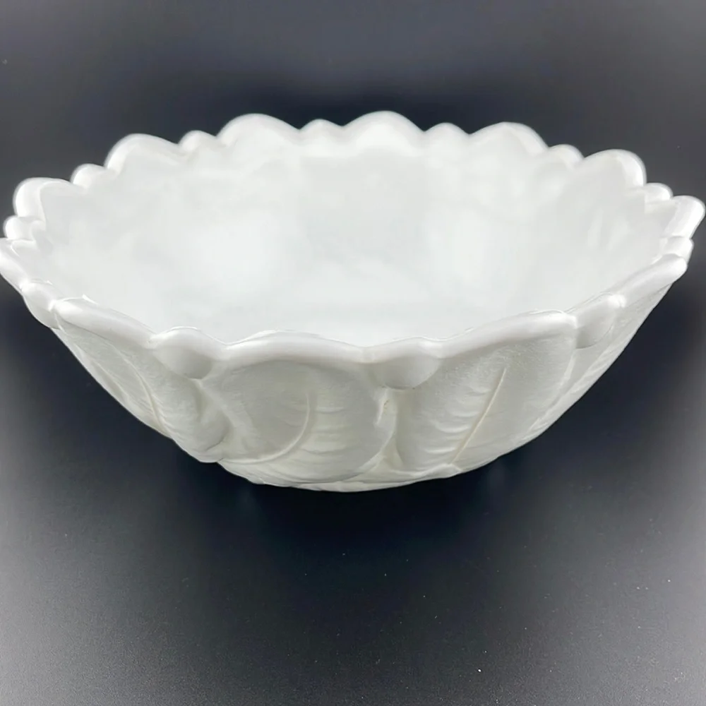 Vintage Milk Glass Bowl 1960's Indiana Harvest Footed Flower Cabbage